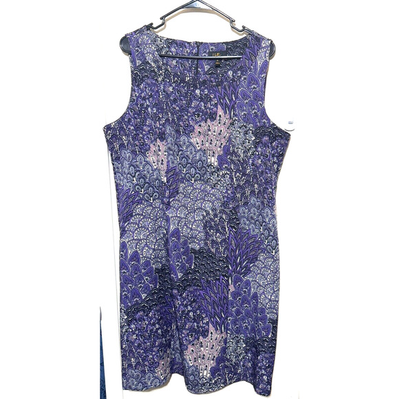 ILE New York Shift Dress Purple Paisley Floral Size 16 knee length career office - Picture 1 of 10